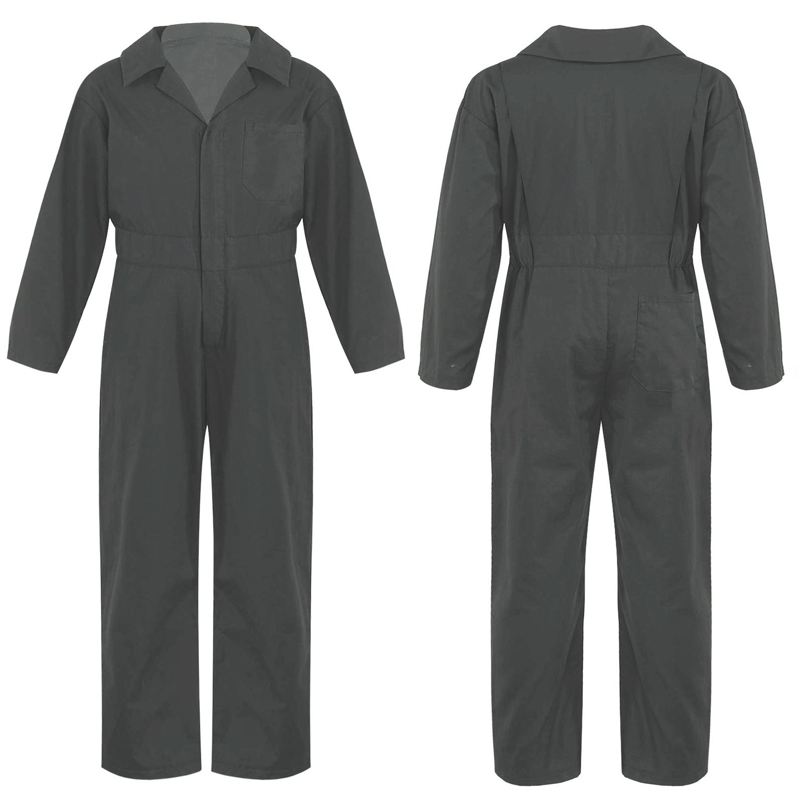 Kinder Mädchen Junge Langarm Overall Overall Mechaniker Boiler Anzug Overall Baumwolle Overalls 5-6 Years grau