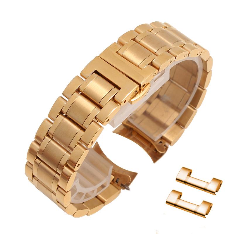 Edelstahl Uhrenarmband Gebogenes Ende Metall Armbanduhren Band 14mm 15mm 16mm 17mm 18mm 19mm 20mm 21mm 22mm 23mm 24mm Uhrenarmband 21mm gold