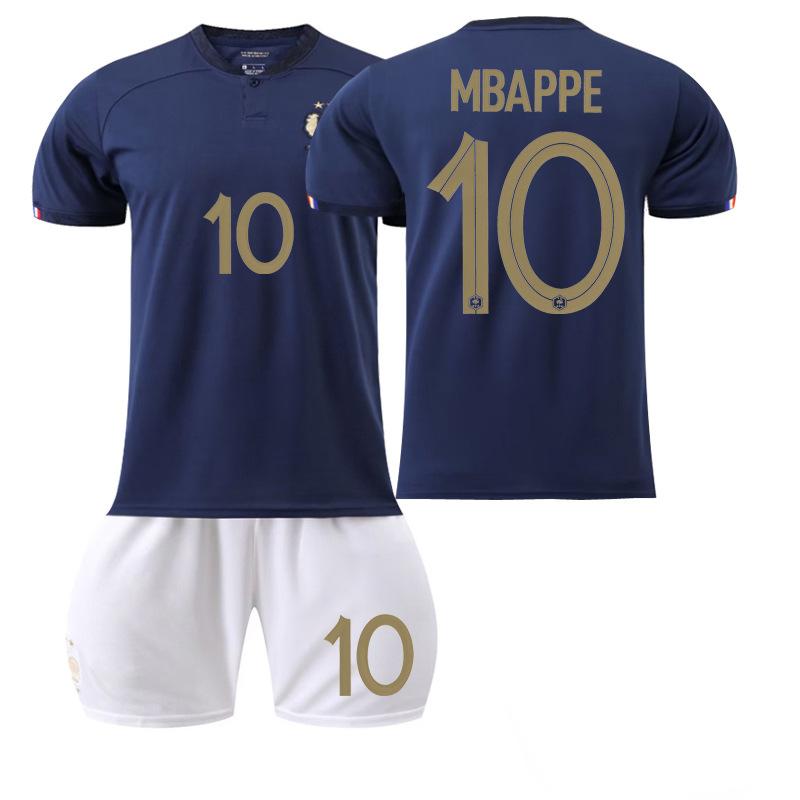Frankreich Heim Weltmeisterschaft Nummer Mbappe Nr. 10 Jersey Fußballtrikot Set Team Uniform #16 blue