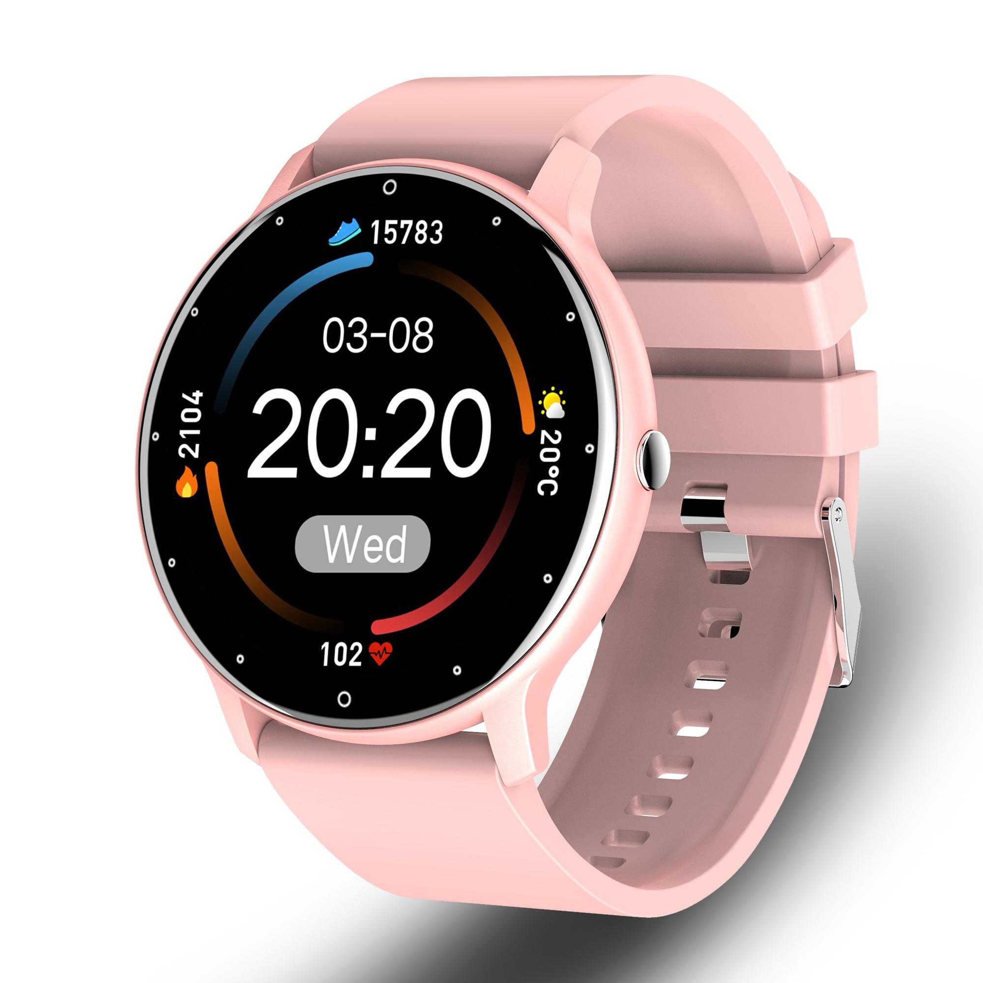 Smart Watch Damen Herren Sport Fitness Smartwatch IP67 wasserdichte Uhren Bluetooth 4.0 Schlaf Pulsmesser für Android iOS rosa