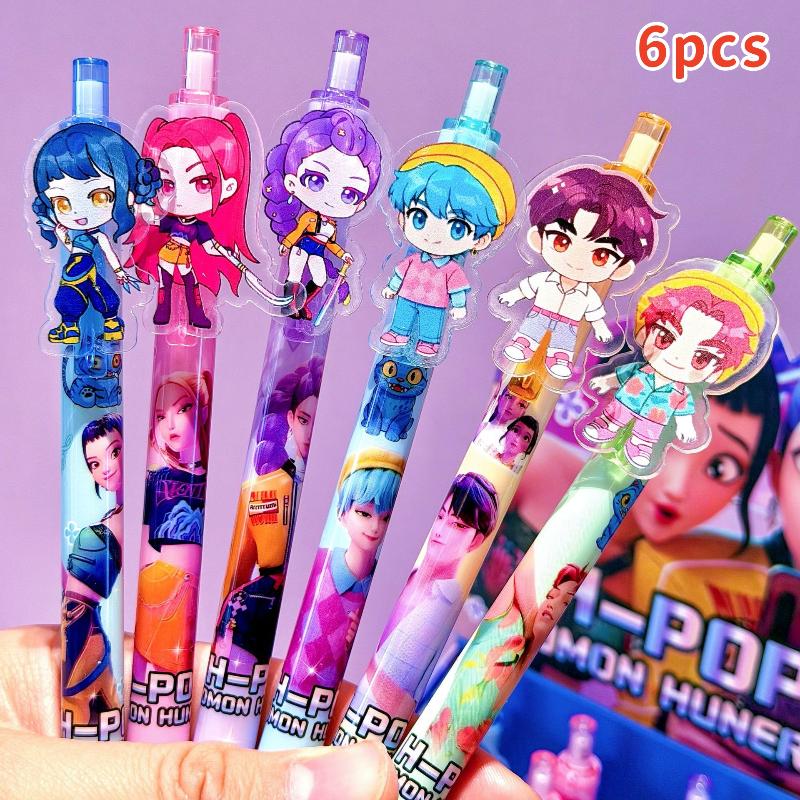 6/12/24/48 Stück Kpop Dämonenjäger Niedliche 0,5 mm Schwarze Gelstifte Kawaii Cartoon Anime Fanartikel Schreibwaren Schulsachen Geschenke