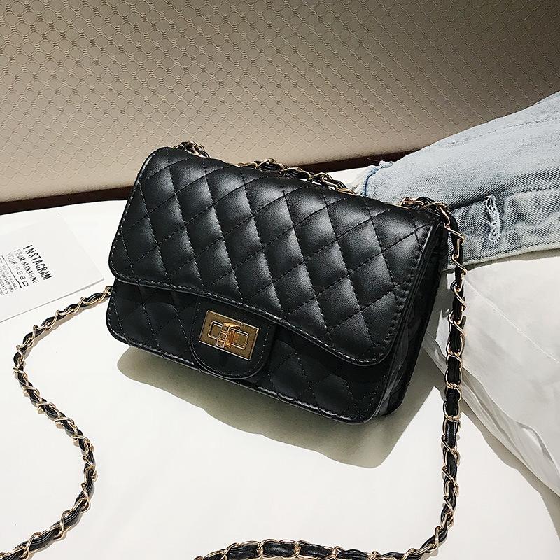 Tasche Damen 2026 Neue Koreanische Rauten-Kettentasche Xiaoxiangfeng Ein Schulter-Schrägband-Tasche Damen-Tasche Vielseitige Kleine Quadratische Tasche schwarz