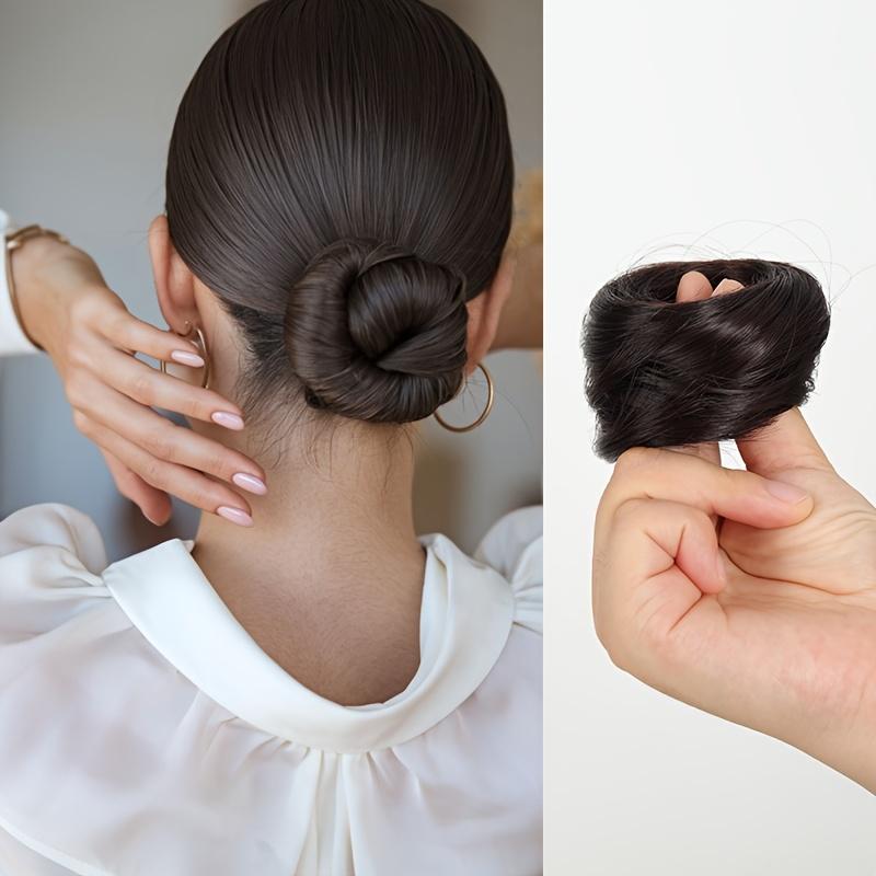 Einfach zu tragen Synthetischer Hochsteck-Haarteil Elegant Gerader Chignon Dutt Haar mit Gummiband Hitzebeständige Faser Pferdeschwanz Haarteile