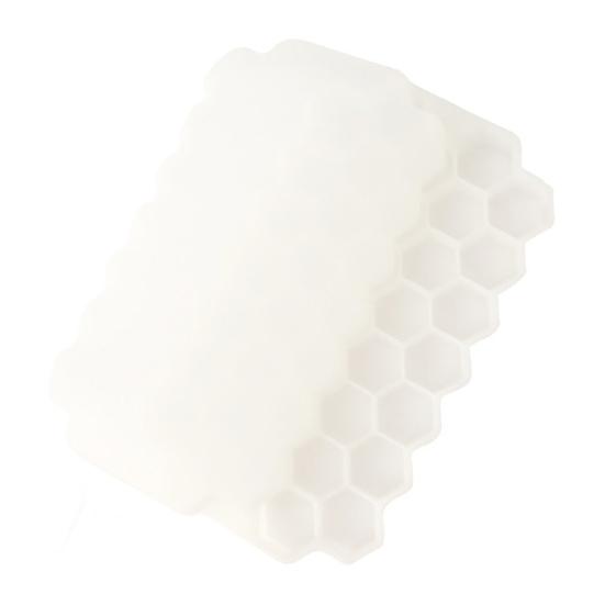 37 Fächer Waben Eiswürfelform BPA-frei Langsam schmelzend Wiederverwendbar Kleine Eisform mit Deckel Leicht zu lösen Silikon Eiswürfelbereiter für Gefrierschrank weiß