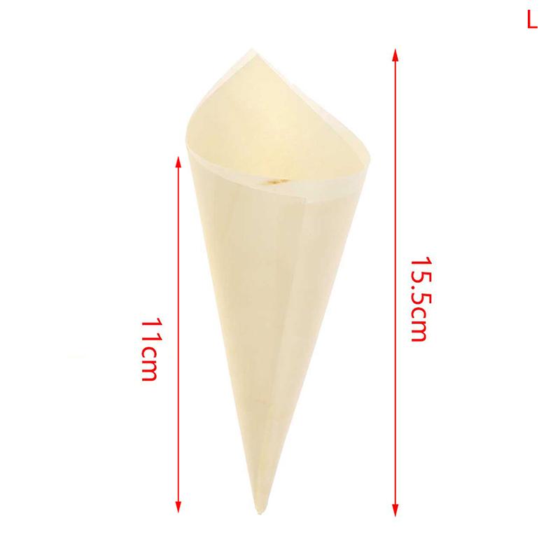 50 Stück Einweg Holz Vorspeisen-Hörnchen Eisbecher Party Süßigkeiten-Hörnchen 11.0cm*15.5cm