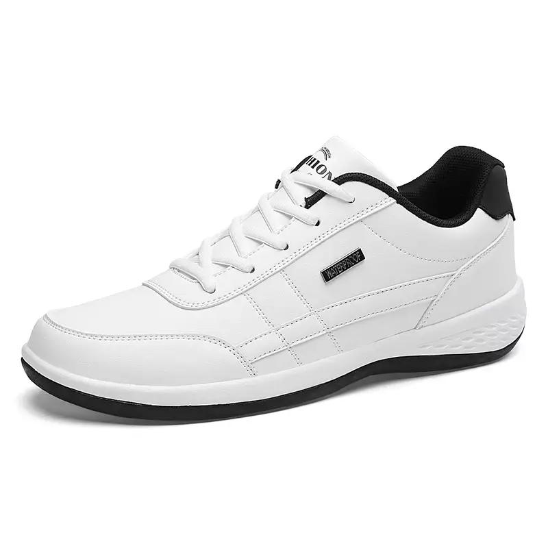 Bestseller Sportschuhe mit Lederbesatz für legere Herrenmode 38-48 45 weiß
