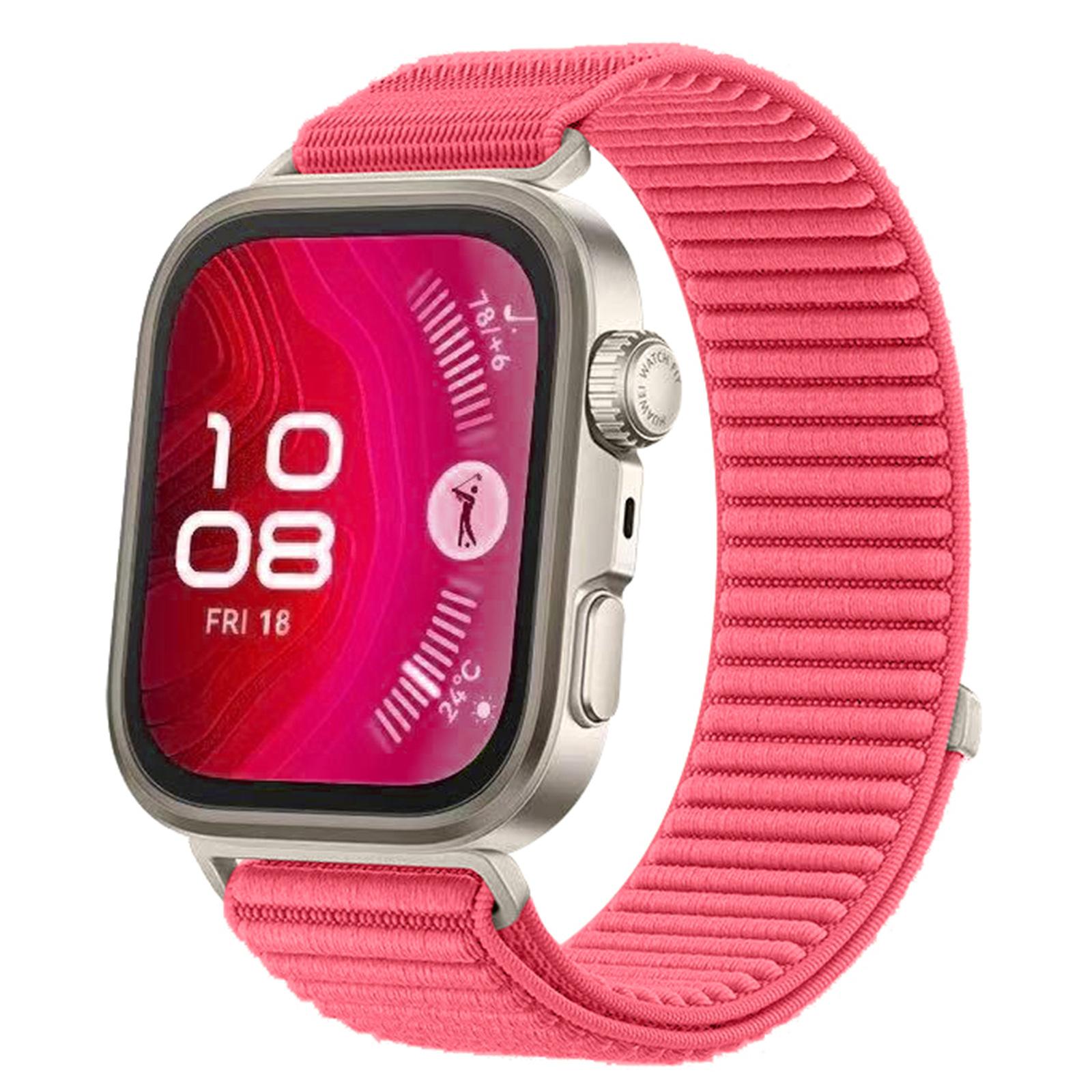 Nylon-Schlaufenarmband für Huawei Watch Fit 3/4/4 Pro Geflochtenes Atmungsaktives Armband Offizielles Uhrenarmband für Huawei Watch 4 Pro/Fit 4 Armband For Huawei Fit 4 Pro rot