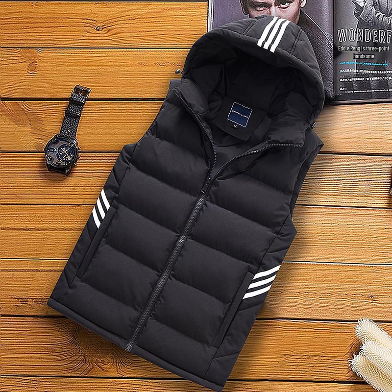 Große Marken Herren Kapuzen-Baumwolljacke - Bezahlbare, Warme, Slim Fit Weste für Herbst/Winter, Große Größen Verfügbar M schwarz