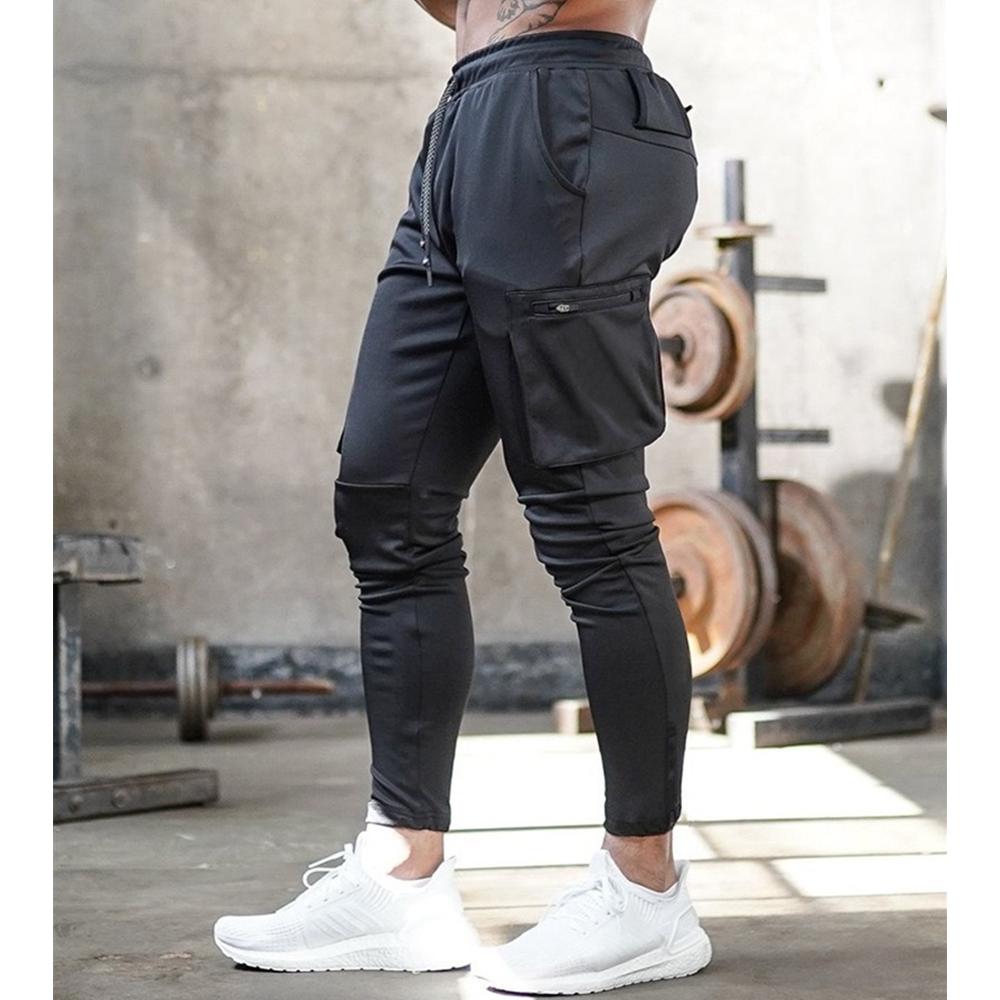 Jogger Männer Jogginghose Running Training Hose Männer Fitness Sportswear Männlichen Fitness-Studio Cargo Hosen Workout Dünne Hose XXXL schwarz