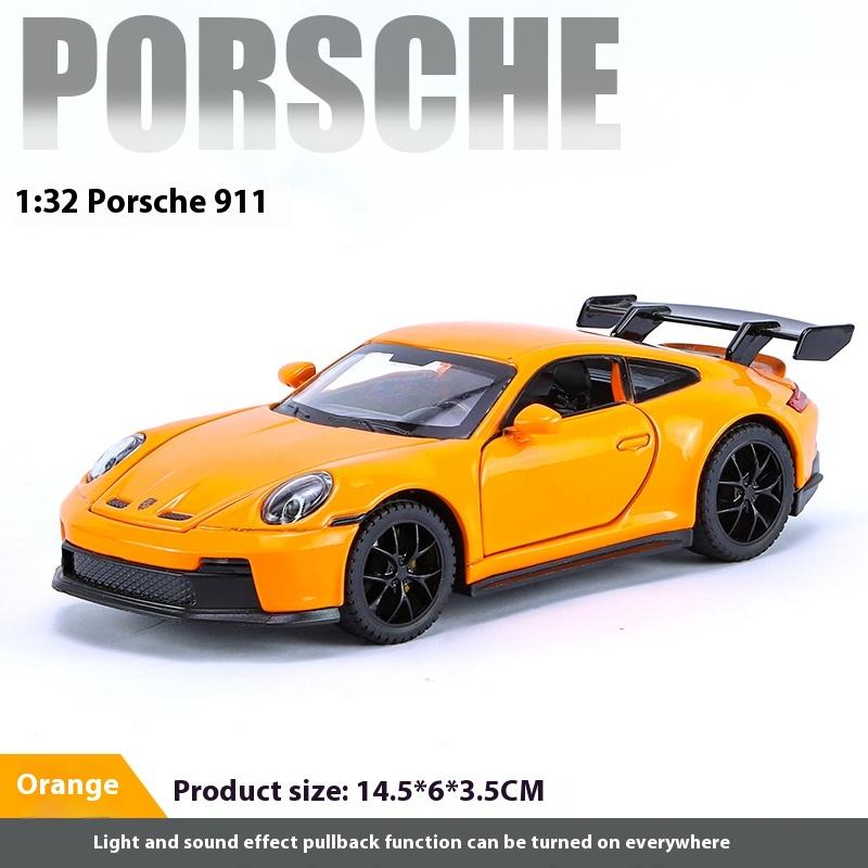 1:32 911 GT3 RS Leichtmetall Sportwagen Modell Druckguss Metall Rennwagen Fahrzeuge Modell Hohe Simulation Sound Licht Kinderspielzeug Geschenk Junge orange