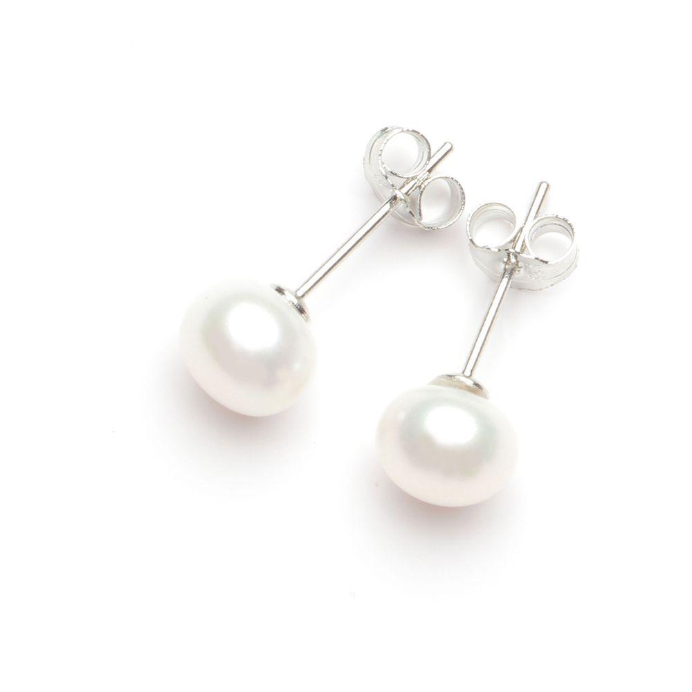 Farbe Einfach Party Temperament Mode Design Damenschmuck Koreanische Ohrringe Perlenstecker Ohrringe 7-8mm weiß