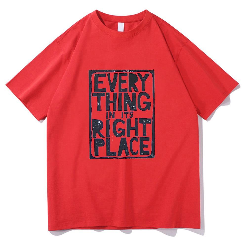 Radiohead Everything in Its Right Place Grafik T-Shirts Radiohead Rockband Baumwoll-T-Shirts Damen Klassische T-Shirts Unisex Oberteile L