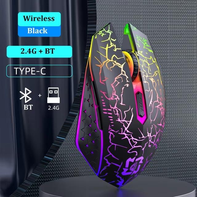 2,4G Wireless Bluetooth Maus Gaming Maus Stille Maus Wiederaufladbare Maus RGB 1600 DPI Mäuse für Computer Laptop Tablet PC Macbook