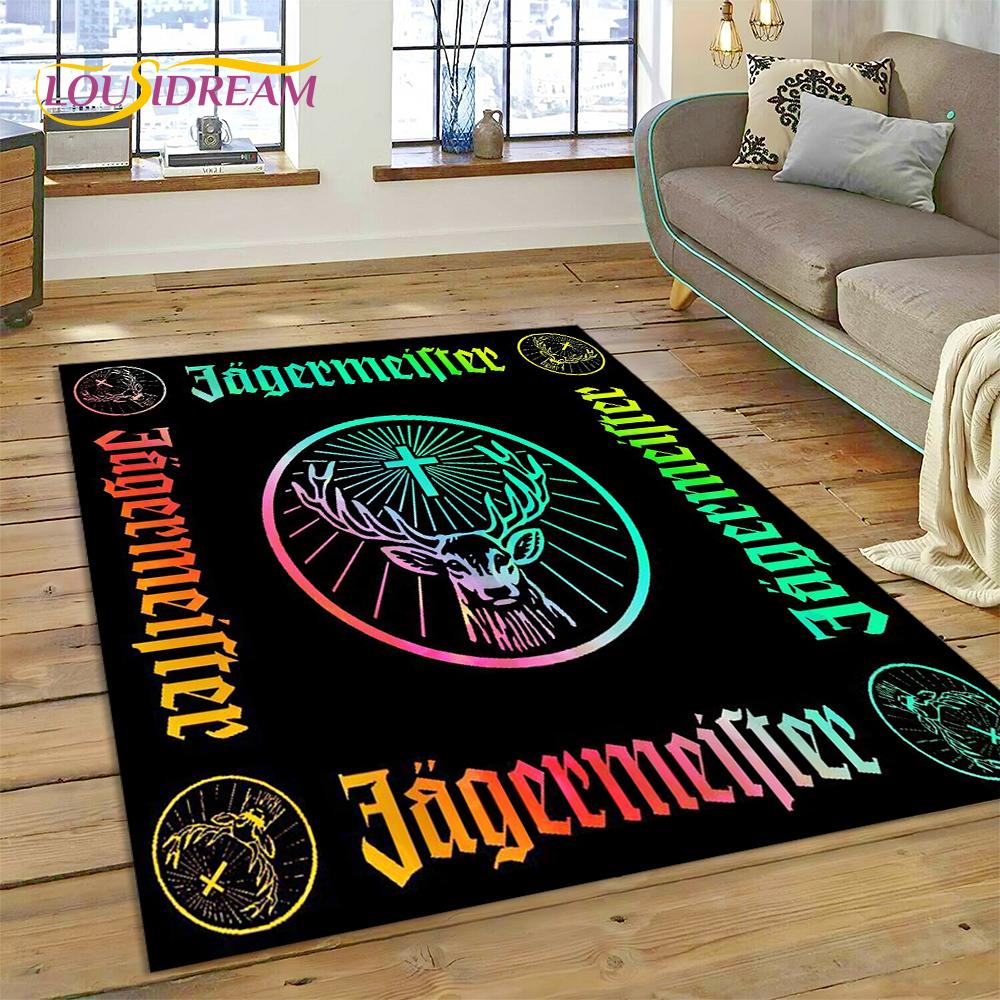 3D Neuestes Deutsches Jaegermeister Logo Elch Teppich für Wohnzimmer Schlafzimmer Dekoration, Bodenteppich Rutschfeste Dekoration für Sofa Fußmatte 40x60cm( 15x23in )