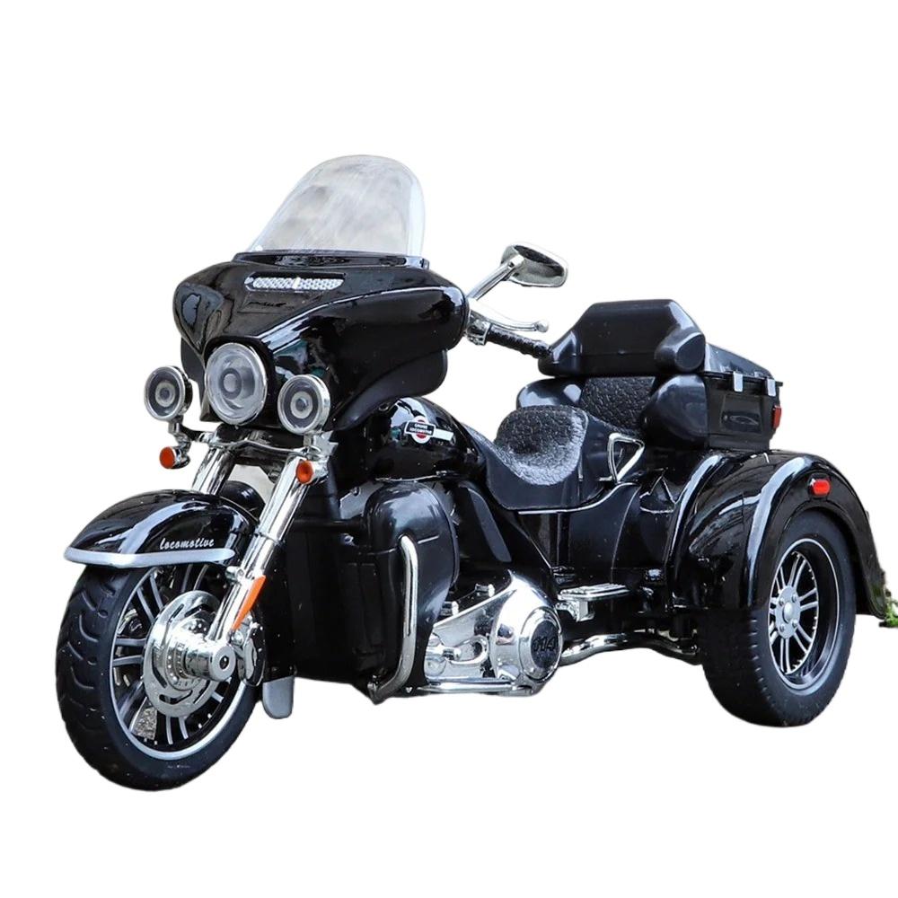 Simulation 1/9 Legierung Harley Davidson Dreirad Motorradmodell Ornament 1/9-Size:19.5*10*11cm schwarz