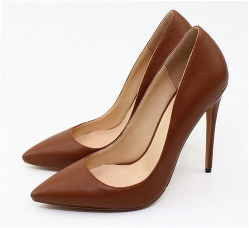 Markenschuhe Frau High Heels Frauen Schuhe Pumps Stilettos Schuhe für Frauen Schwarze High Heels PU-Leder Hochzeitsschuhe fgb7 34 braun