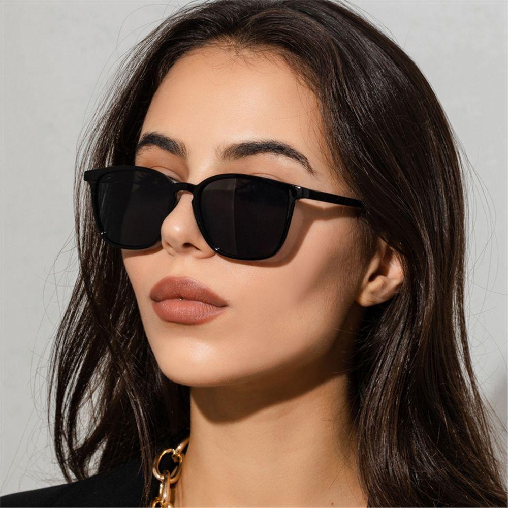 Schlichte Retro-Sonnenbrille für Damen/Herren, trendige quadratische Sonnenbrille, hochwertige Sonnenbrille, Sommerbrille, UV400 -C01 Black brown