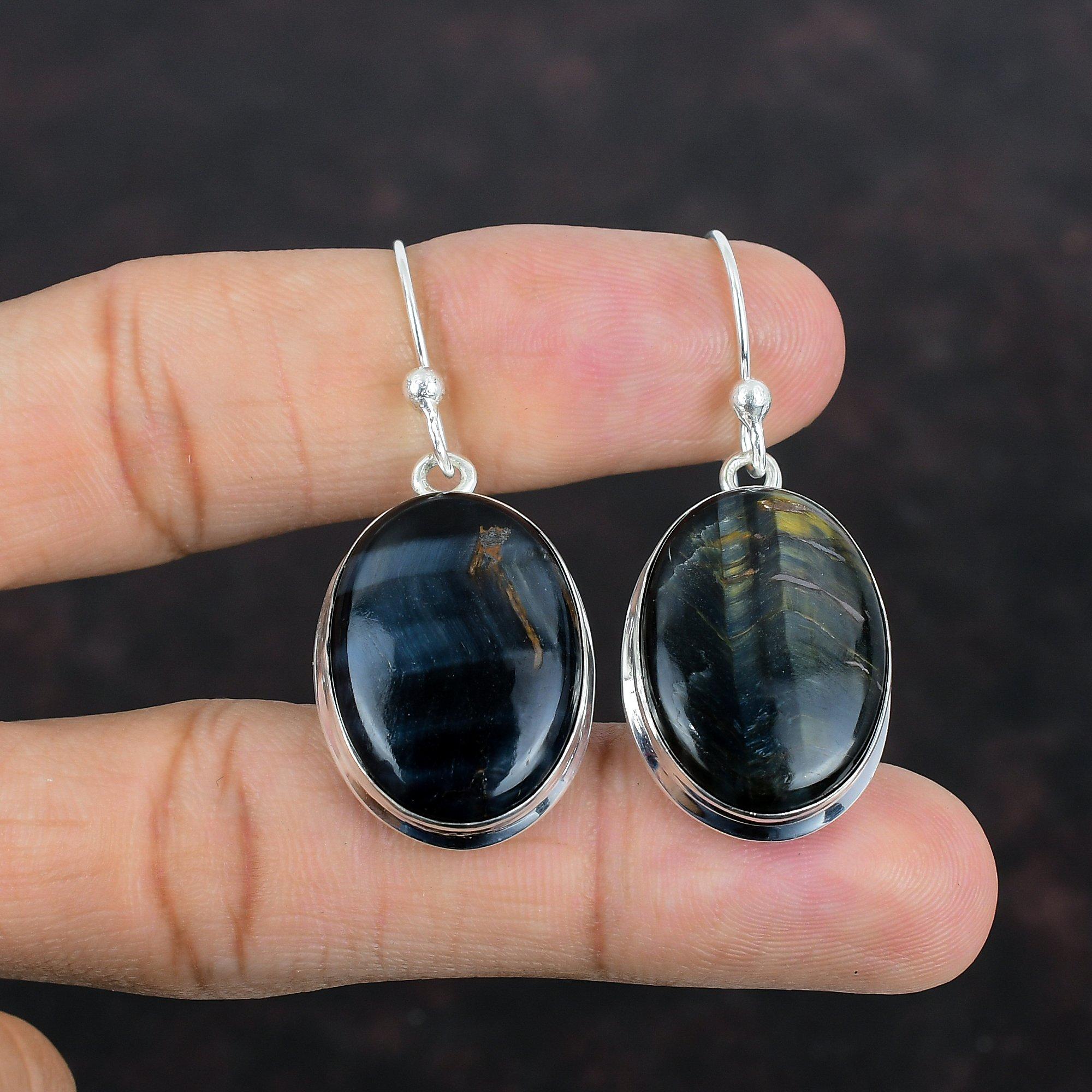 Pietersit Edelstein Ohrring Handgefertigter Schmuck Einzigartiger Ohrring 925 Sterling Silber Ohrring Pietersit Schmuck Geburtsstein Ohrringe Geschenke für Mama