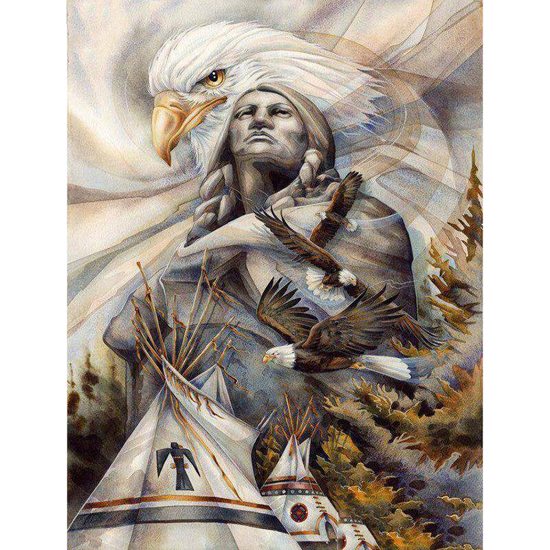 5D-Diamantgemälde zum Selbermachen, „Indischer Adler“, Stickerei, Kreuzstich, Geschenk, Heimdekoration, Geschenk 20X30CM