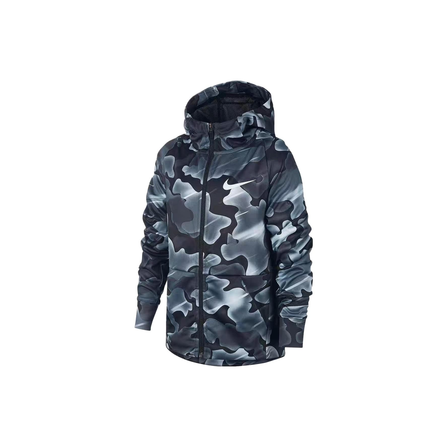 Nike Camouflage Sportlich Lässig Langarm Kapuzenjacke Kinderjacken Schwarz BQ1657-010 L
