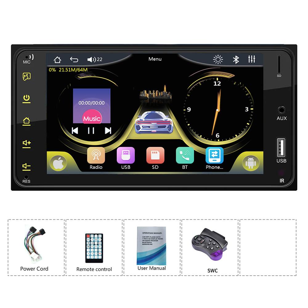 Für Toyota Apple CarPlay Head Unit 2 Din Touchscreen Auto Stereo Android Auto 7 Zoll Autoradio mit Bluetooth FM AUX TF 7 inch