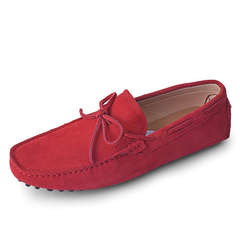 Mode Echtes Leder Herrenschuhe Nubukleder Herren Slipper Mode Übergröße Frühling Herbst Herrenschuhe Freizeitschuhe 9 Farben Größe 38-46 8.5 rot