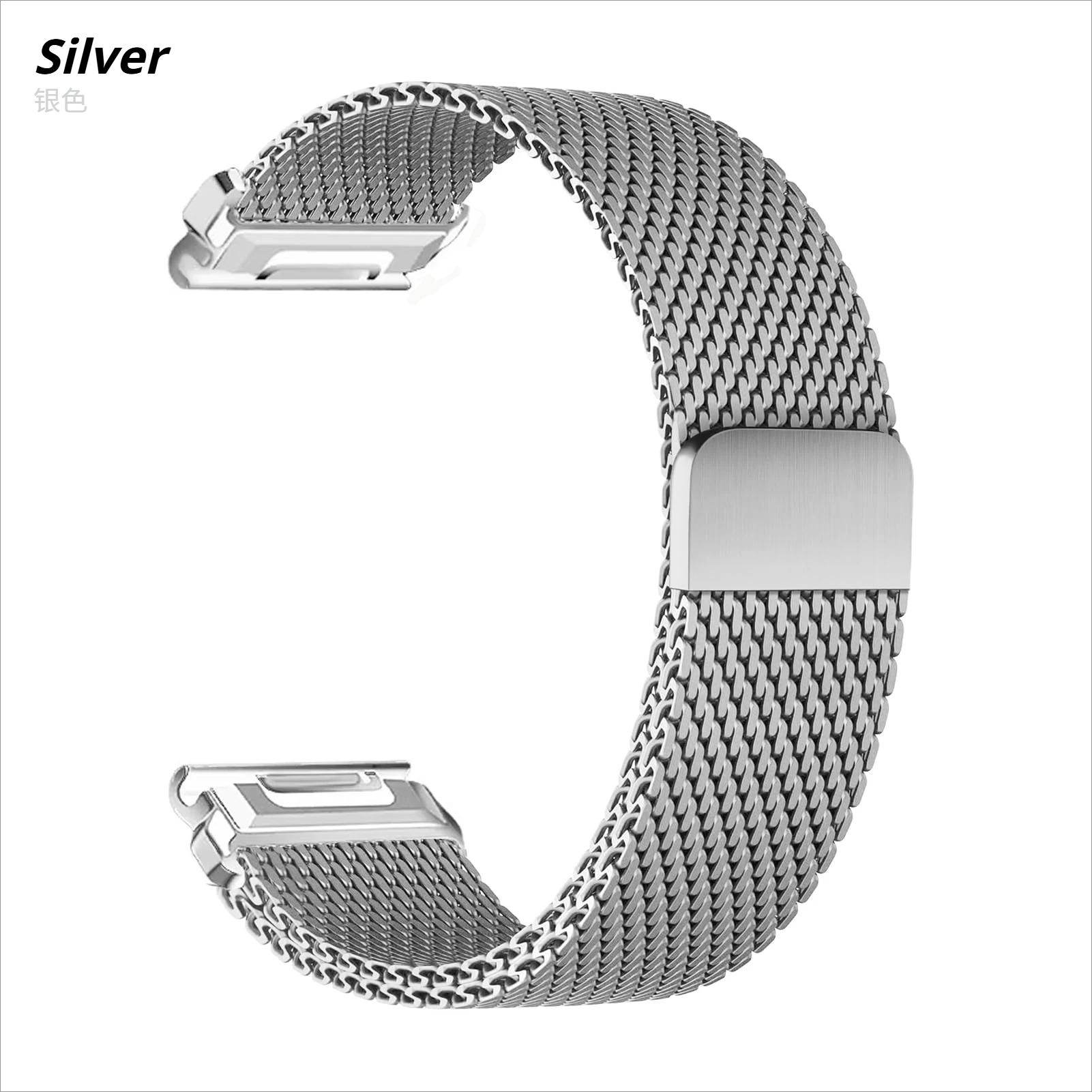26mm 22mm 20mm Schnellwechselarmband für Garmin Fenix 8 7 Pro 7S 6X 6 5Plus Venu 3 Tactix 7 Milanesisches Schleifenarmband Correa Fenix 8 7X Armband QuickFit 20mm silber
