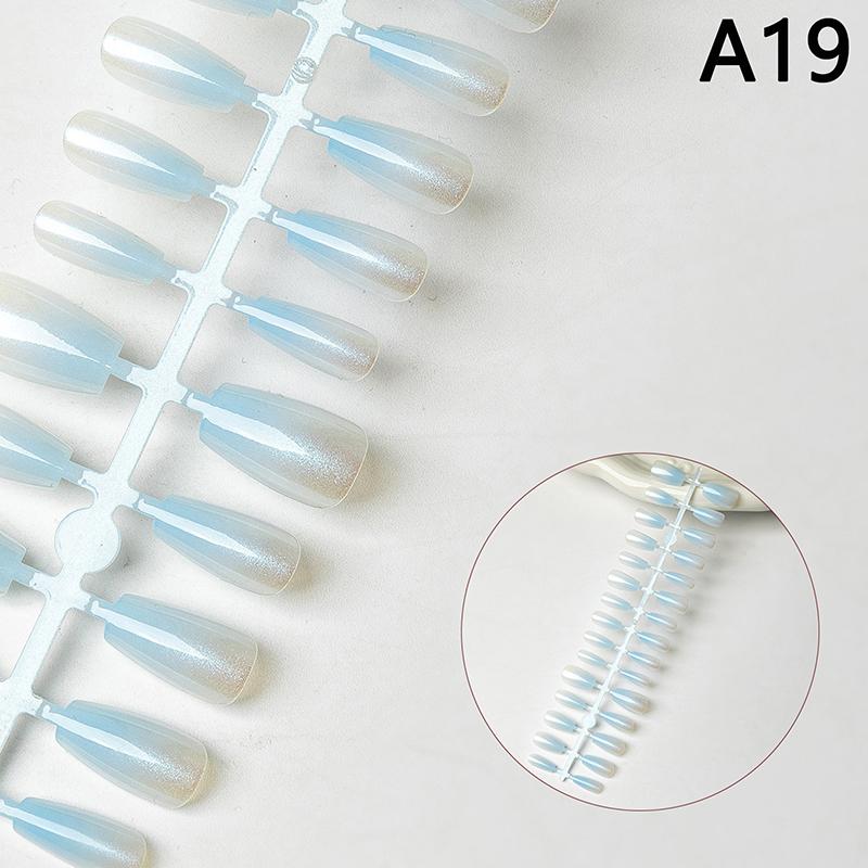 30 Stück Nägel Handgefertigt Farbverlauf Katzenaugen Aufdrücken Falsche Nägel Mittel Kurz Nagelspitzen Beliebtes Design Dekoration Blume Vollständige Abdeckung A19