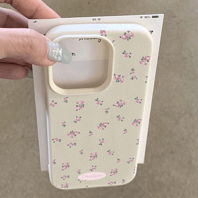 Apple 16 Pro Max/iPhone 15/14 Plus Florale Ledertextur Weiche Schutzhülle iPhone 14 Plus/15 Plus