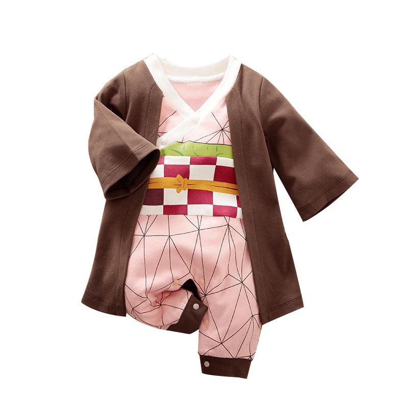 Dämon Slayer Kostüm Cosplay Anime Baby Jungen Kleidung Baumwolle Halloween Baby Mädchen Kleidung Outfit Overalls Overall Säuglingsspielanzug 90cm
