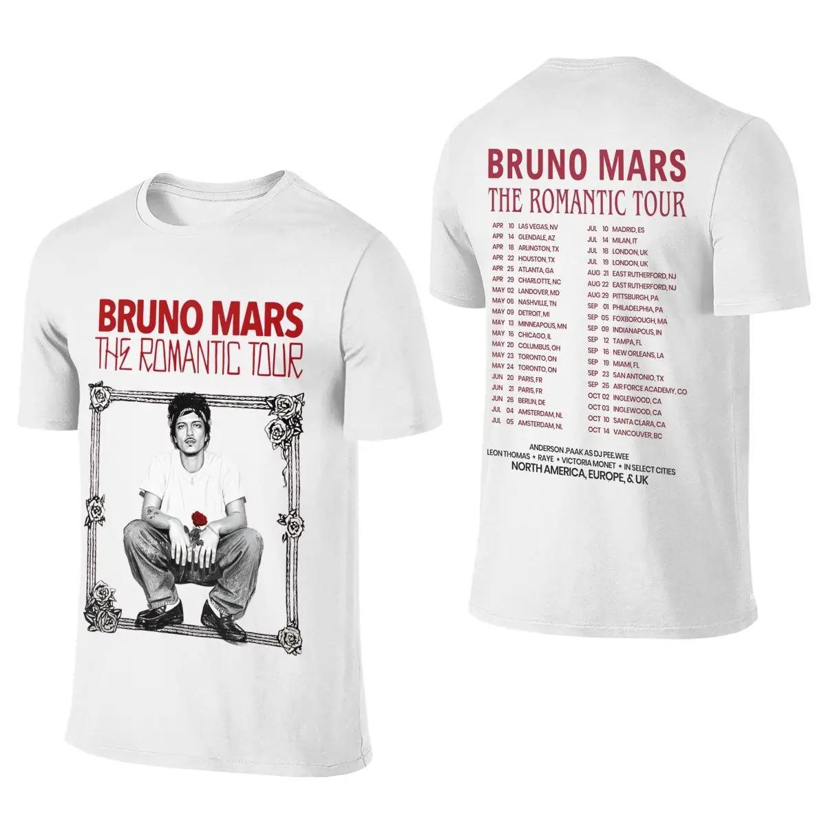 Herren Damen Bruno Mars The Romantic Tour 2026 Hemden Outfits Mode 100% Baumwolle T-Shirt Tee Kleidung Sommer Damen Herren Kleidung M schwarz