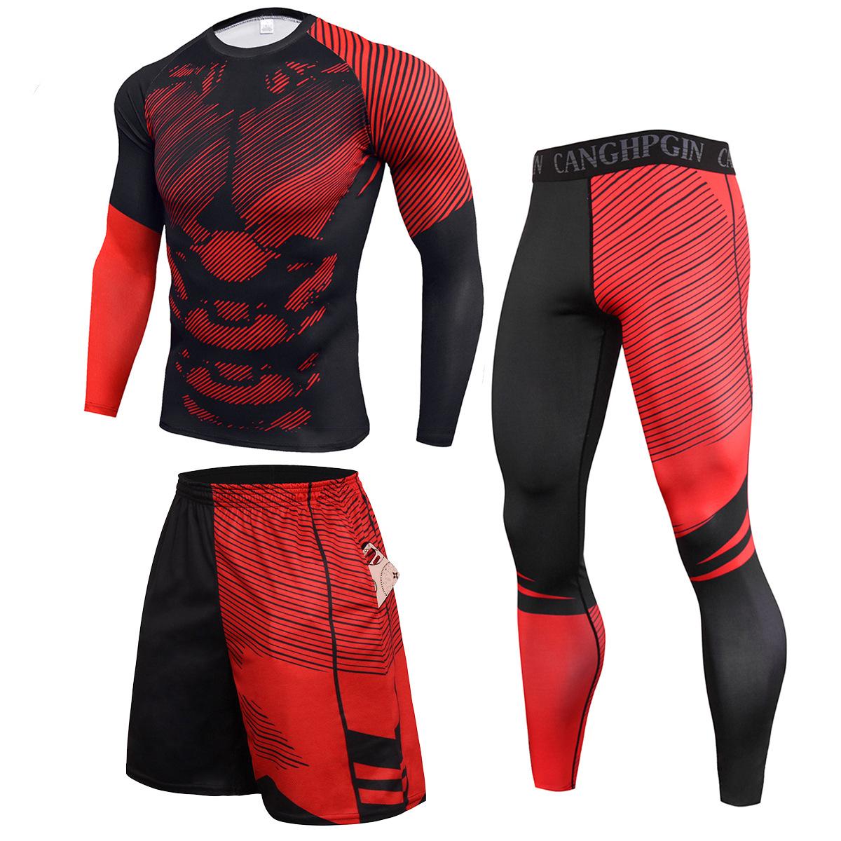 3-teilige Herren-Radsportbekleidung, Fitness-Kleidung für Herren, lässige Sportbekleidung, Basketball-Anzüge, Größe S-XXXL XL black