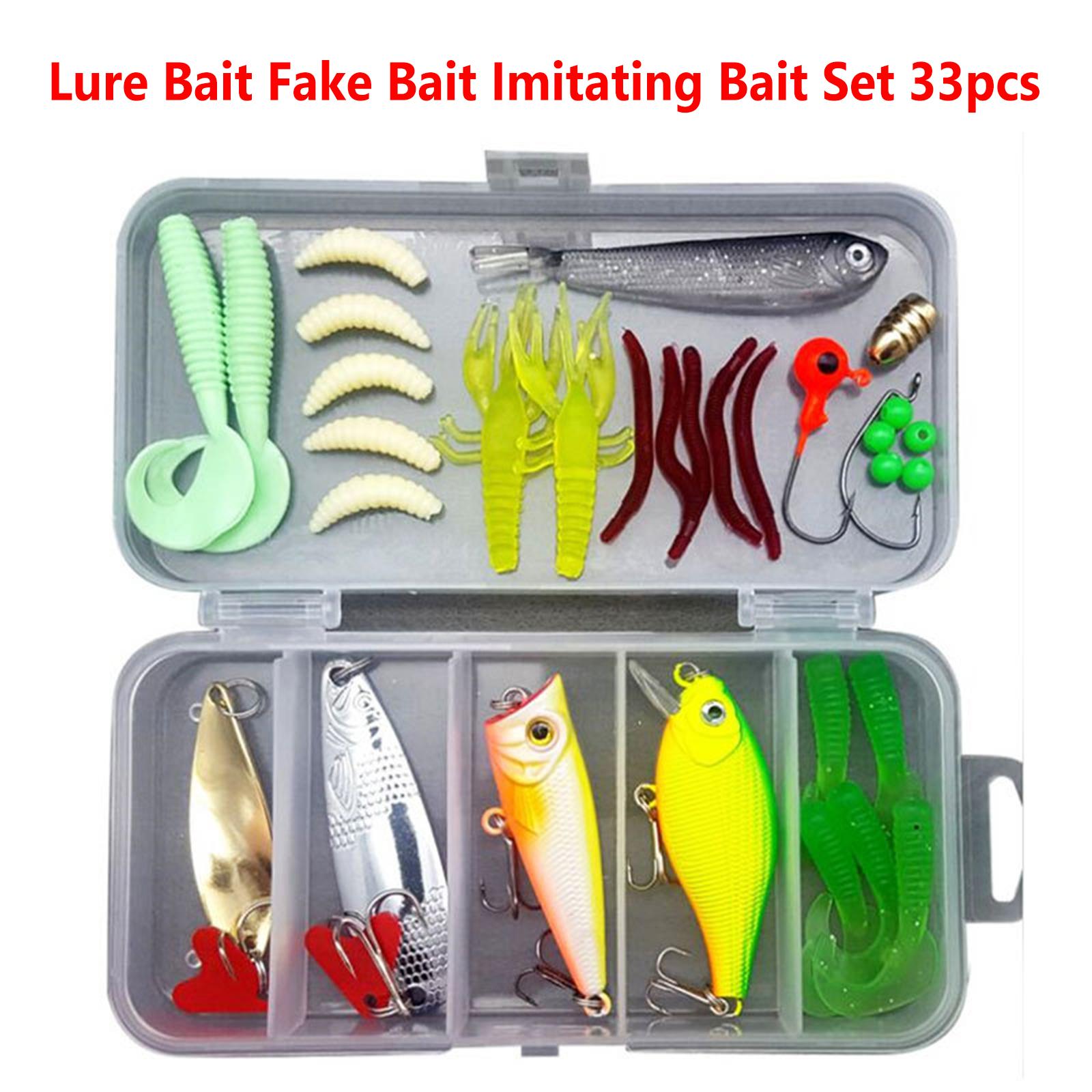 Angeln Lockt Set Minnow Frosch Löffel Weichen Köder Angelhaken Set Angelgerät Zubehör Für Süßwasser Meerwasser 33pcs lure bait set