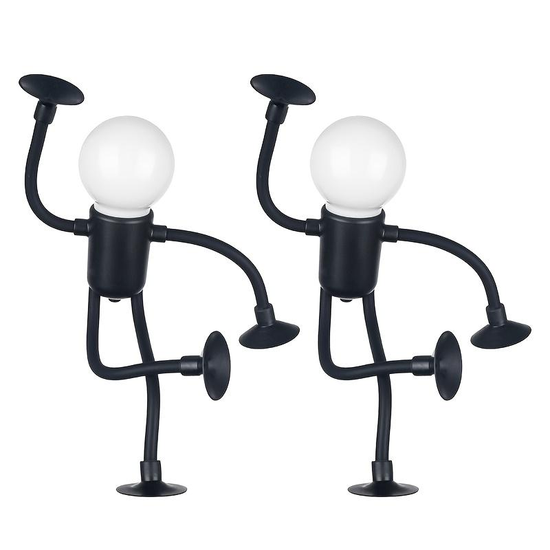 Neuankömmling 2er-Pack Kleine Humanoide Nachtlichter, Faltbare und Biegsame Lampen, Tischlampen, Wechselbare Lampen - Kreative und Lustige Tischlampen 2pcs schwarz