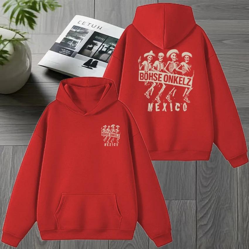 Rockband Böhse Onkelz Tour 2026 Beidseitiger Druck Winter Hoodies Herren Damen Vintage Hip Hop Streetwear Unisex Fleece Sweatshirt XL grau