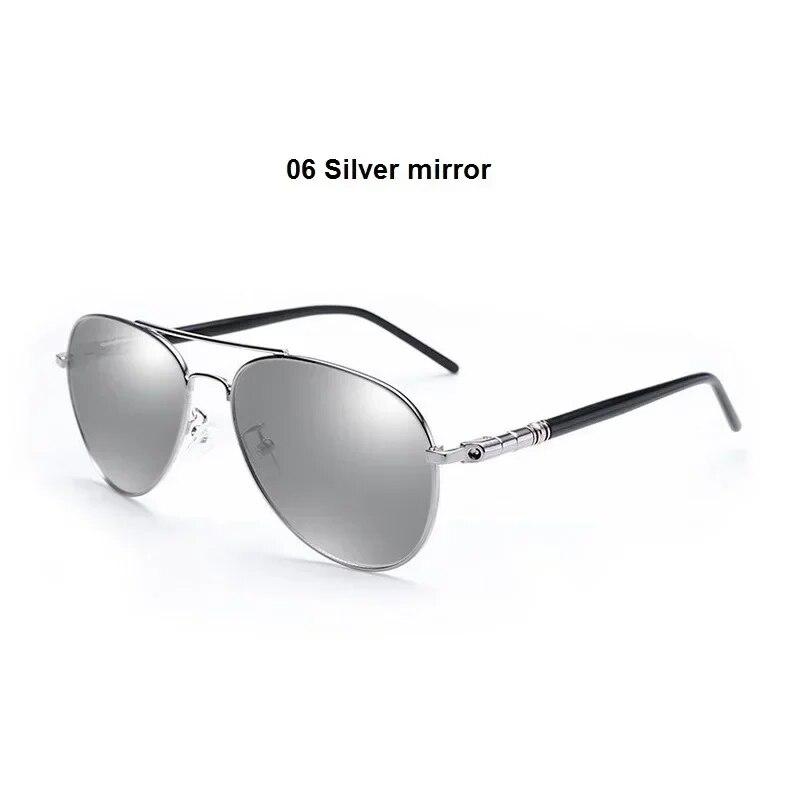 Luxus Pilot Polarisierte Sonnenbrille Männer Frauen Fahren Angeln Retro Sonnenbrille Marke Designer Männlichen Metall Sonnenbrille Für Mann UV400 silber