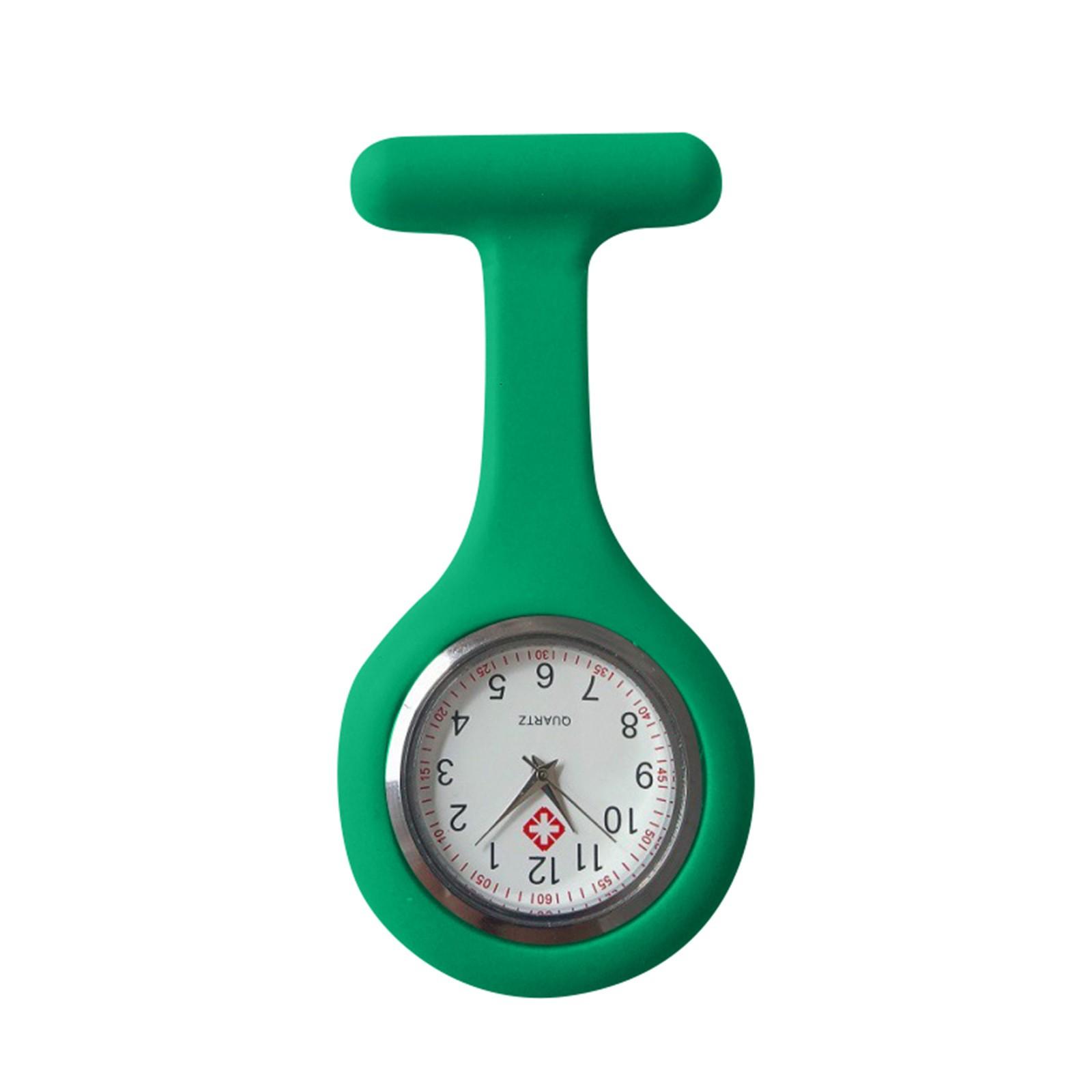 Silikon-Uhr-Brosche-Tunika-Taschenuhr mit kostenloser Batterie One Size dunkelgrüne