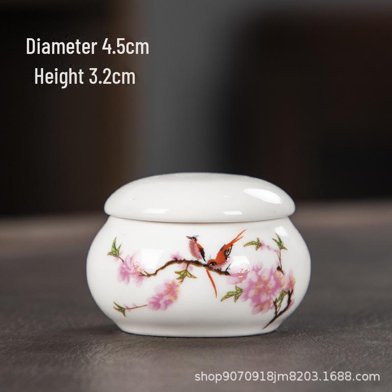 Kleine Teedose aus Keramik in Form eines Rouge-Lippenstifthalters – versiegelter Behälter für Kosmetika und Medikamente, Aufbewahrung von Lippenbalsam und Puder im antiken Stil. weiß