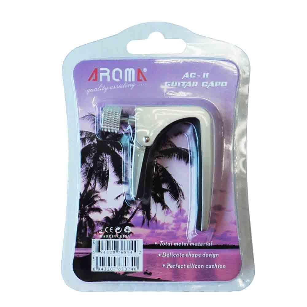 Aroma AC-11 Gitarren-Kapodaster aus Zinklegierung für akustische E-Gitarren, einzigartiges Silber silber
