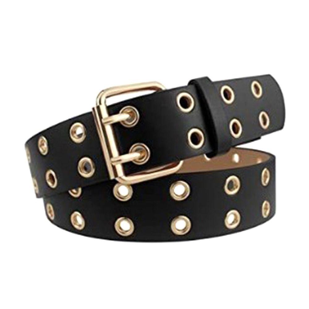 PU-Leder Bekleidungszubehör Jeans Gürtel Verstellbare Gürtel Goth Taillenband Punk Taillengürtel 100cm schwarz/gold
