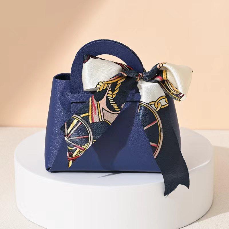 5 Stücke Leder Geschenktüte Hochzeit Gefälligkeiten Pralinenschachtel Eid Mubarak Tragbare Süßigkeiten Geschenk Kleine Box Korb Schmuck Verpackung Taschen dunkelblaue