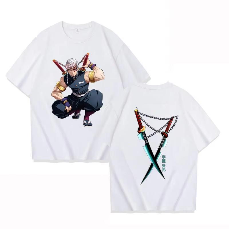 Heiße Anime Uzui Tengen Grafik Kurzarm T-Shirts für Damen Herren Shirts Lockeres T-Shirt Lässige Sommer T-Shirts Übergrößen Oberteile S