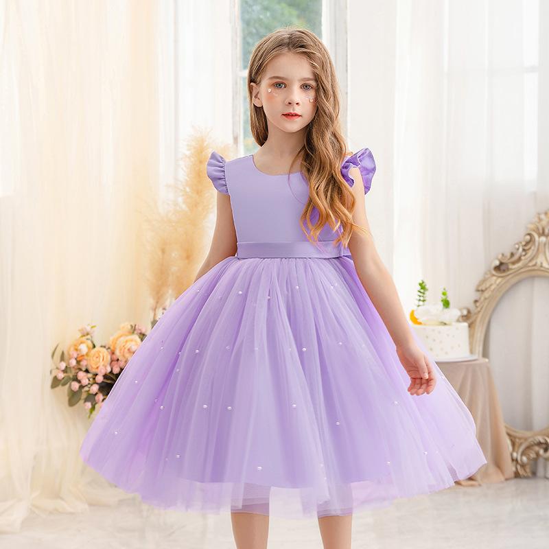Kinderkleider für Mädchen Kleidung Kinderkleidung Fee Prinzessin Mädchenkleid Tanzkleidung Bühne Party Spitze Cosplay Kostüme 140 licht lila