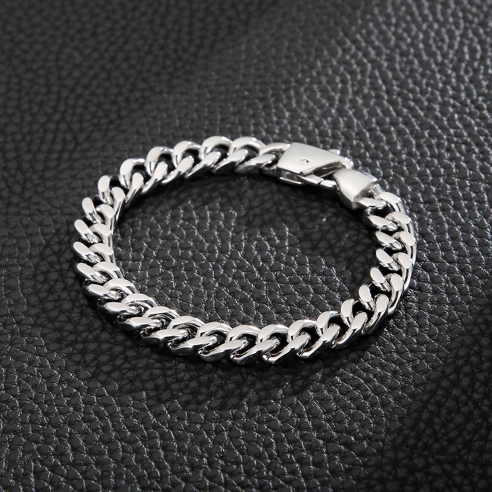 Edelstahl Cuban Chain Herren Schlichtes Armband Modeschmuck 22CM