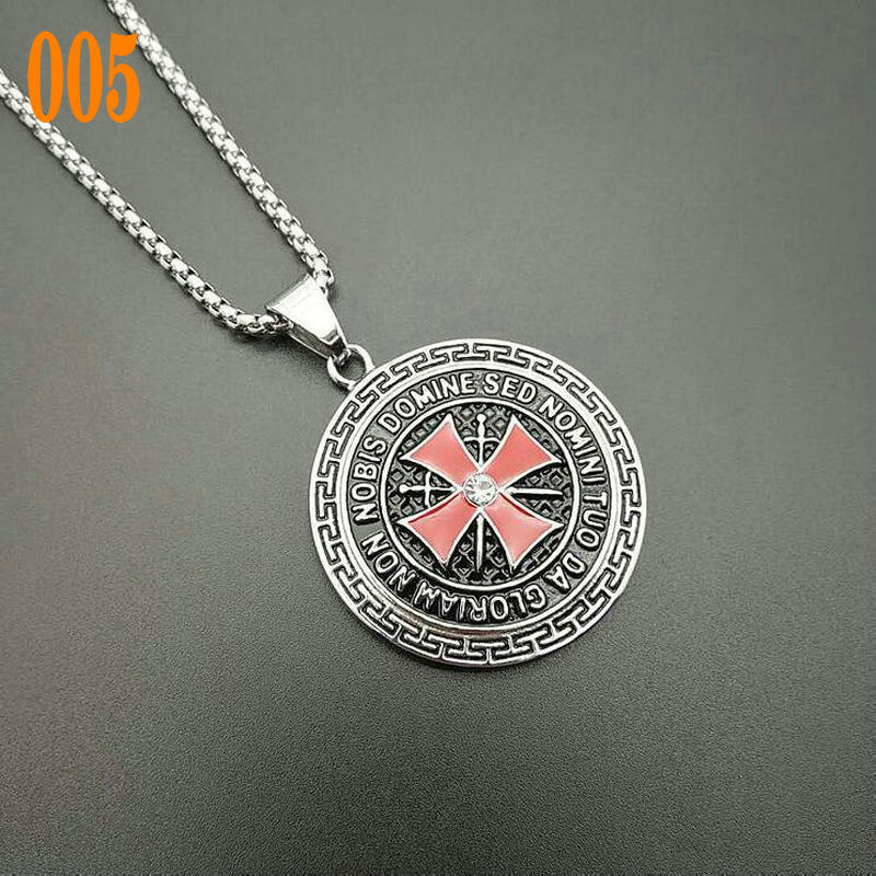 Herren Anhänger aus 316 Edelstahl Templerorden Anhänger Kreuz Schwert und Schild Anhänger gray