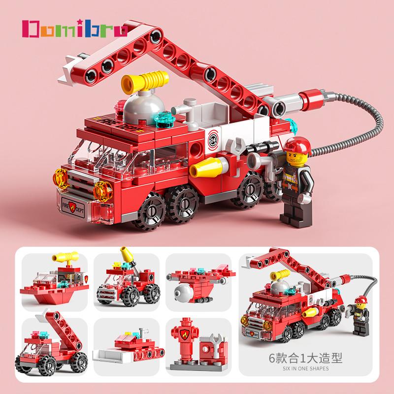 Ingenieur-LKW-Bausteine, Lernspielzeug, Auto-Block-Spielzeug für Kinder, Jungen, Mädchen, Geschenke FireTruck-142Pcs