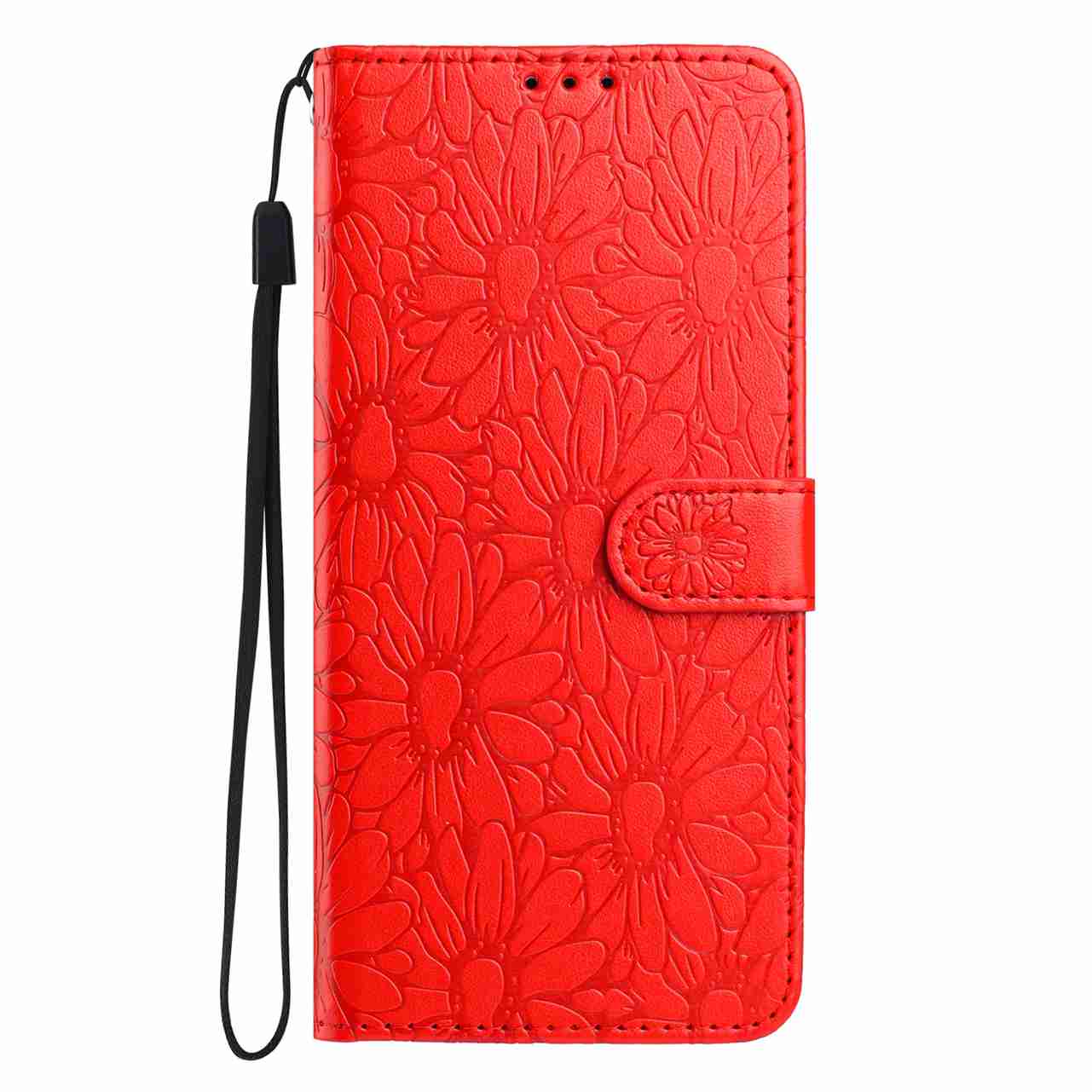 10-Farben Gänseblümchen geprägtes Flip-Kartenetui für Redmi Note 14/Note 12/13C/14C/Xiaomi 14T,Xiaomi 11T,Xiaomi 13 Lite,Xiaomi Mi 11 Lite,Xiaomi Poco X6... Xiaomi Mi 11 Lite rot