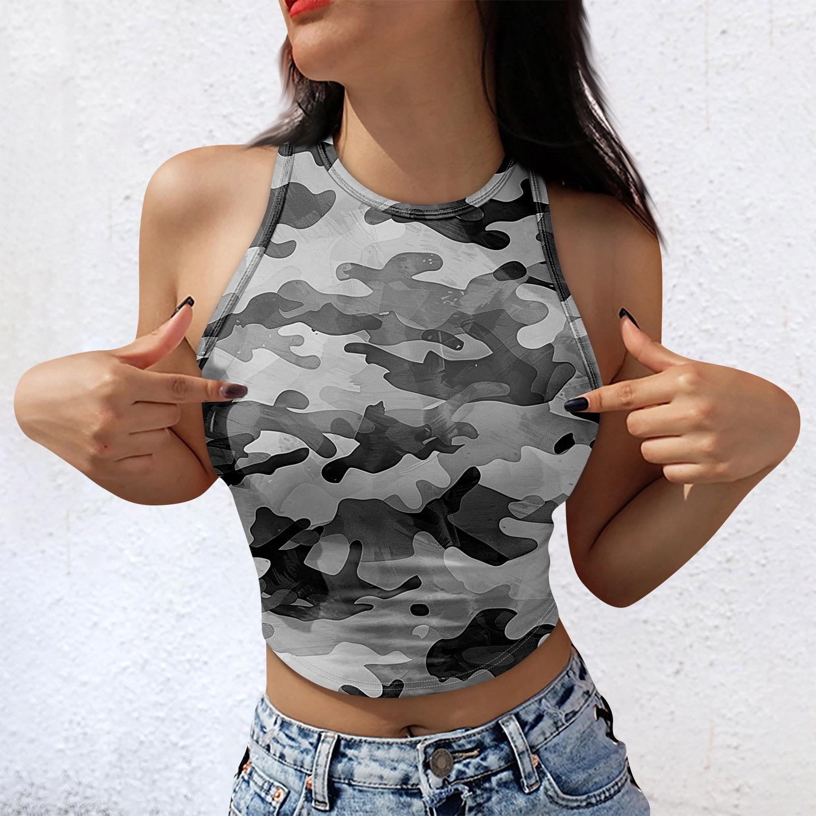 Modisches ärmelloses Tanktop mit Camouflage-Print für Damen M
