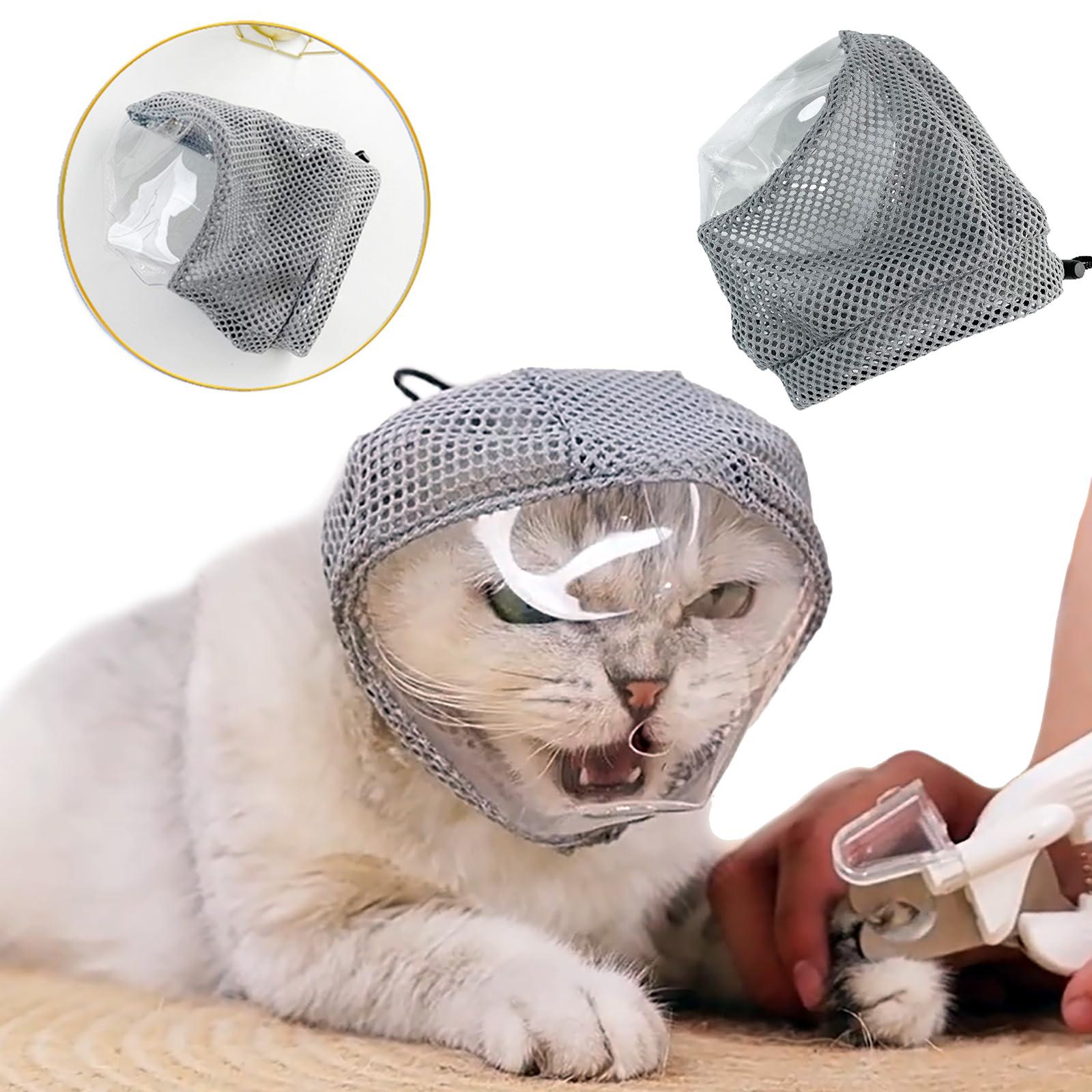 Maulkorb für die Fellpflege - Verstellbar Atmungsaktiv - Sichere Passform Kopfbedeckungsmaske, Perfekt für Krallenschneiden, Baden, Injektionen & Tierarztbehandlungen bei Katzen S