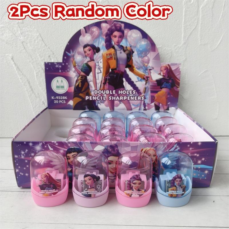 2/4 Stück Kpop Dämonenjäger Bleistiftspitzer Studenten Doppelloch Manueller Bleistiftspitzer Schreibwaren Schulsachen Geschenk A1